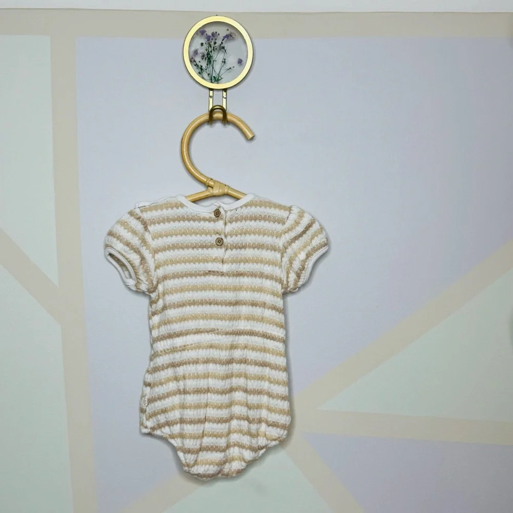 Striped Cream and White Kids One Piece